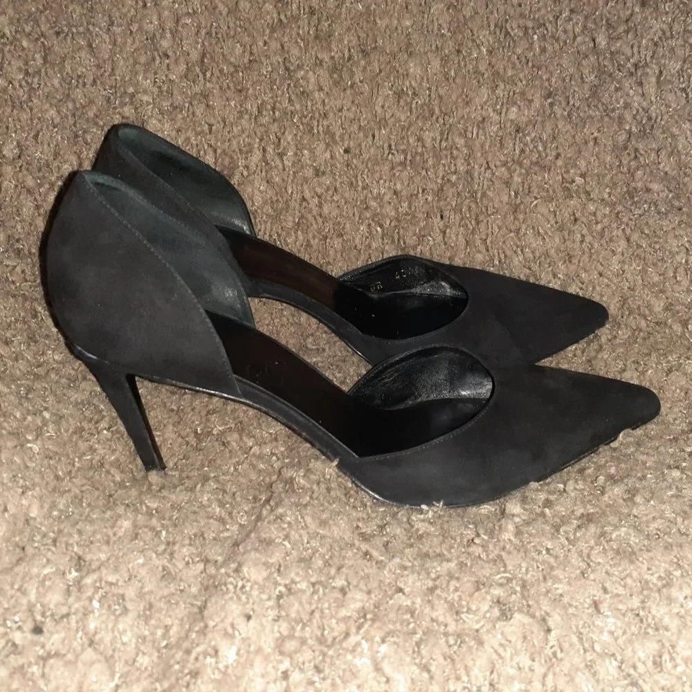 SAINT LAURENT-Paris Skinny 80 D’orsay Black Suede Pumps-Sz 38-Very Good-READ - Picture 4 of 8